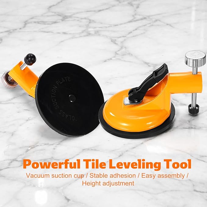 Granite Marble Countertop Seam Leveling Tool, Adjustable Vacuum Suction Cups Professional Gap Adjustment Kit for Stone Slab Installation & Repair (Yellow)