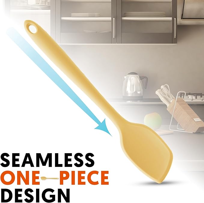 Platinum Silicone Spatula – BPA Free Silicone Spatula for Cooking – Heat Resistant Cooking Utensils for Non Stick Pans – One-Piece Spoonula for Baking, Mixing & More – Kitchen Scraper 9.3” Yellow