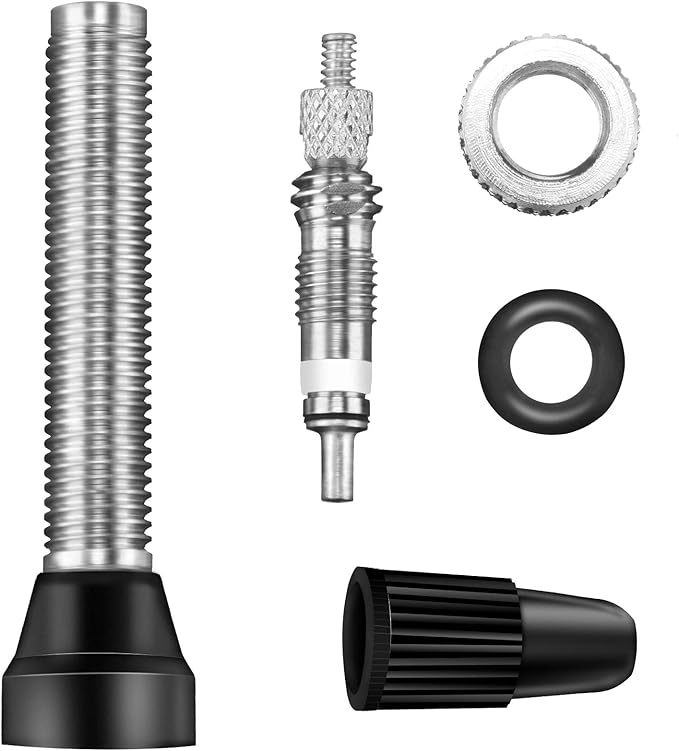 Hestya 9 Pieces Presta Valve Stem 40 mm Tubeless Presta Valve Stem Core Remover Tool Kit for Bicycle MTB and Road Bike Repair(Black)