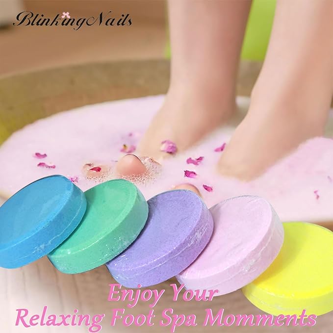 Foot Soak Salts Bath Spa Set Supplies Foot File Callus Remover, 2 Foot Scrubber Dead Skin Cracked Heels, 5 Organic Handmade Foot Bath Bombs Christmas Gift-Ready Packaging for Home Travel Pedicure Care
