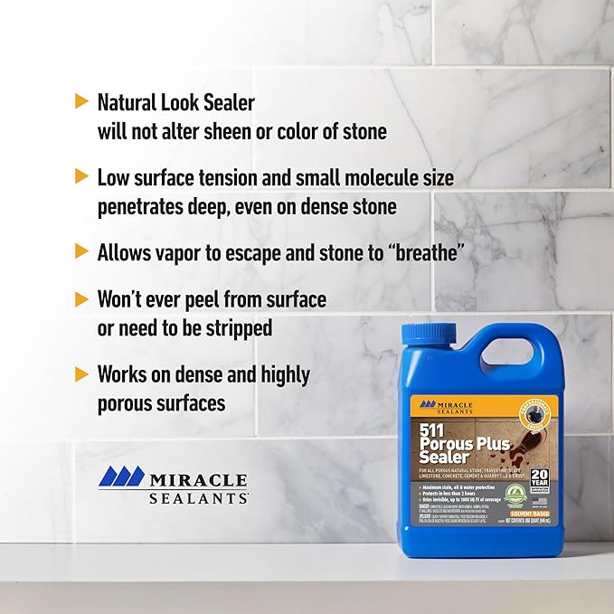 Miracle Sealants 511 Porous Plus Premium Penetrating Sealer for Countertops, Stone & Tile, Pint, 6 Pack