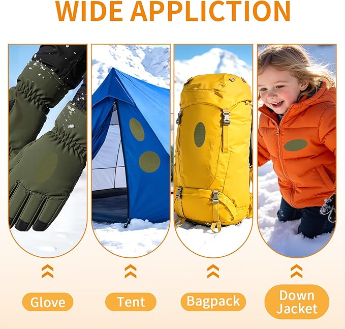 Waterproof Self-Adhesive Fabric Repair Tape - Tent Repair Kit,4pcs Nylon Fabric Patches for Jacket, Clothes, Puffer Down Jacket,Sleeping Bag, Outdoor Gear Tenacious Repairs Tape, Light ArmyGreen