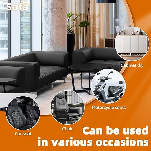 BSZHTECH Leather Repair Tape, Self-Adhesive Leather Repair Patch for Couch Furniture Sofas Car Seats, Advanced PU Vinyl Leather Repair Kit(Black,2Pcs 8.2X11 inch)