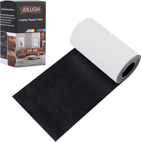 JDLUGH Sofa Leather Repair Patch Tape Self Adhesive Couch, Car Seat, Office Chair, Leather Furniture, Vinyl Repair Patch Kit for Furniture(3.5x60 Inch, Black2.0)