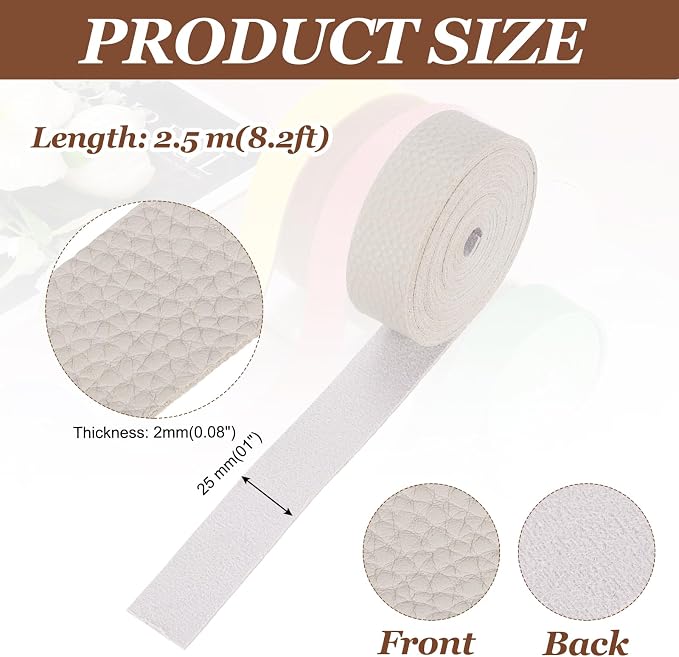 MECCANIXITY Faux Leather Strap, 1" Width x 98" Long Grained Leather Belt Strip Trim Roll for DIY Craft Projects, Pet Collars, Traction Ropes, Bag Straps, Hobby Workshop (Grey)