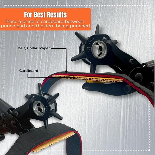 Adorox Heavy Duty Quality & Professional Design Revolving Hole Punch Pliers Kit – with Steel Ruler & File, Puncher with 6 Hole Sizes for Belts, Watch Straps, Saddles, Shoes & DIY Crafts