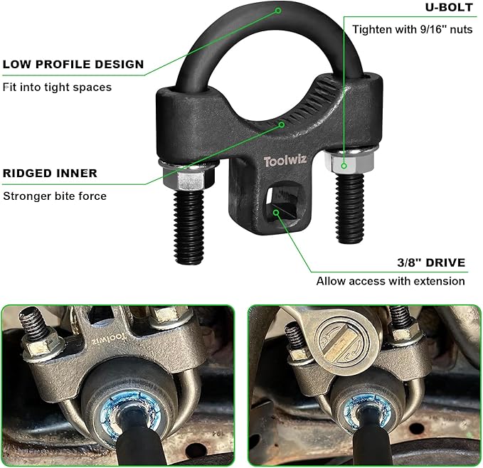 Toolwiz Inner Tie Rod Removal Tool Kit, 3/8'' Universal Low Profile Tool and Inner Tie Rod Hex Wrench Repair Remover 27-42mm End Wrench for 1/2" Square Drive, 2pcs for Most Cars Repair