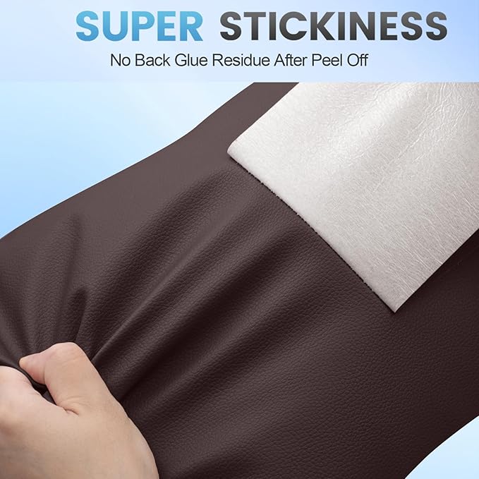 Leather Repair Patch Tape Kit, 4" x 63" Self Adhesive Leather Repair Patch for Furniture, Vinyl Leather Repair Kit for Car Seat, Chairs, Couch, Sofa, Boat Brown