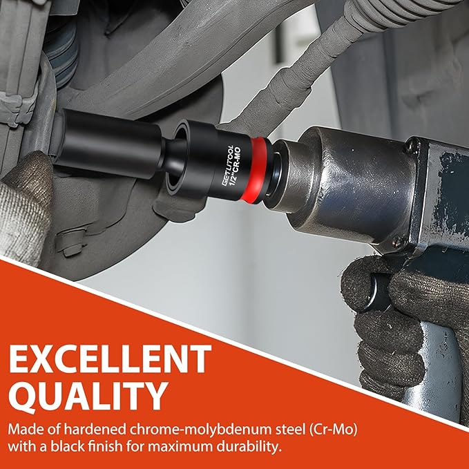 GETLITOOL 3Pcs Swivel Socket Set, Cr-Mo Steel Impact Swivel Socket Set with Corrosion-Resistant Finish, Full 360° Rotation for Impact Wrenches, 1/4", 3/8", 1/2" Drive, Tools for Men's Gift