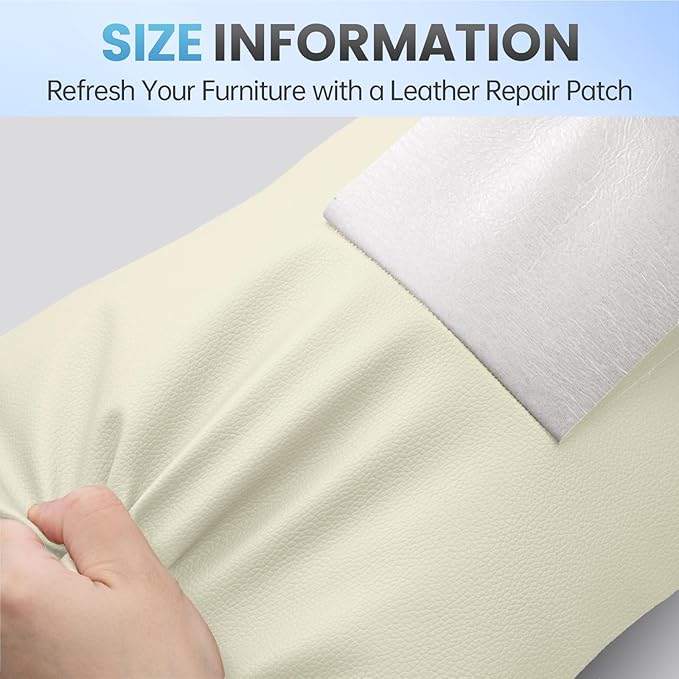 Leather Repair Patch Tape Kit, 3" x 80" Self Adhesive Leather Repair Patch for Furniture, Vinyl Kit for Car Seat, Chairs, Couch, Sofa, Boat Milky White