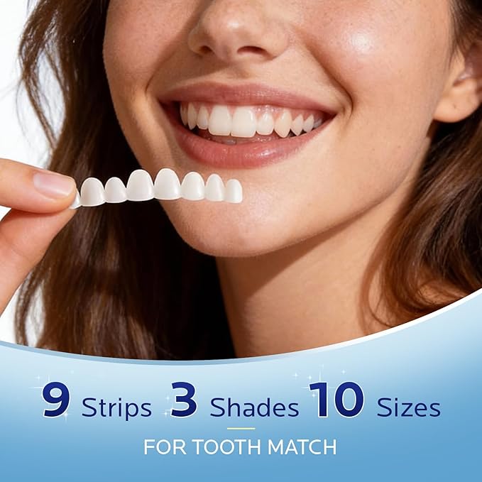 Temporary Tooth Repair Kit: Missing Tooth Replacement Kit Replace Missing or Broken Tooth Filling The Gap - Moldable False Teeth Come with 3 Shades 10 Size