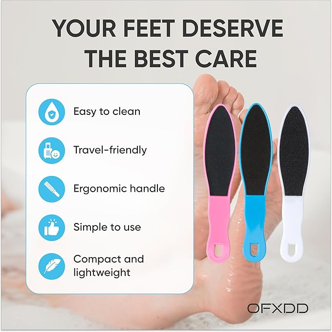 Foot File 12 Pcs - Professional Pedicure Tools for Cracked Heels - Double-Sided Foot Scrubber with Plastic Handle - Rasp Foot Scrubber Dead Skin Remover & Callus