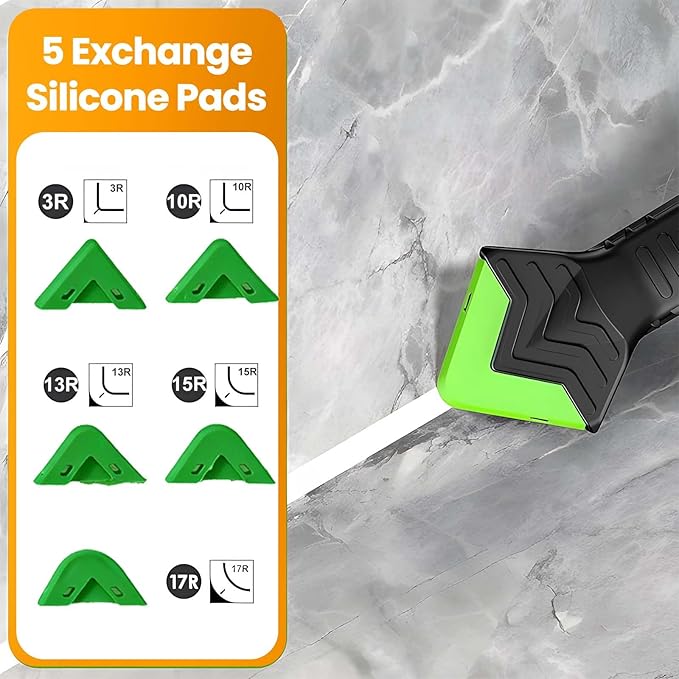 3 in 1 Caulking Tool – Caulk Remover & Sealant Finisher with Stainless Steel Head for Bathroom, Kitchen, Floor, Window, Sink – Silicone Smoother & Angle Scraper