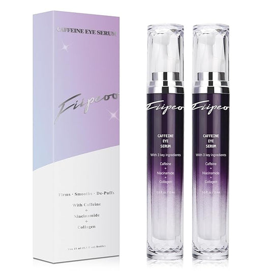 Caffeine Eye Cream for Dark Circles - 5% Caffeine Eye Serum Infused with Collagen and Niacinamide, Cream for Puffines and Bags Under Eyes w/ 360° Depuffer Roller