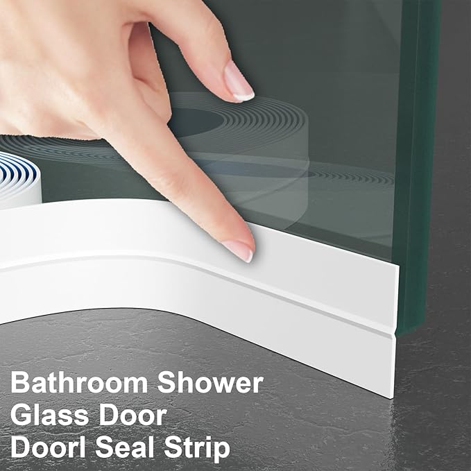 Thickened Weather Stripping Door Seal, Gap Seal for Frame and Gaps Draft Stopper,Glass Shower Door Sweep, White, 20 Feet x 3 Inch