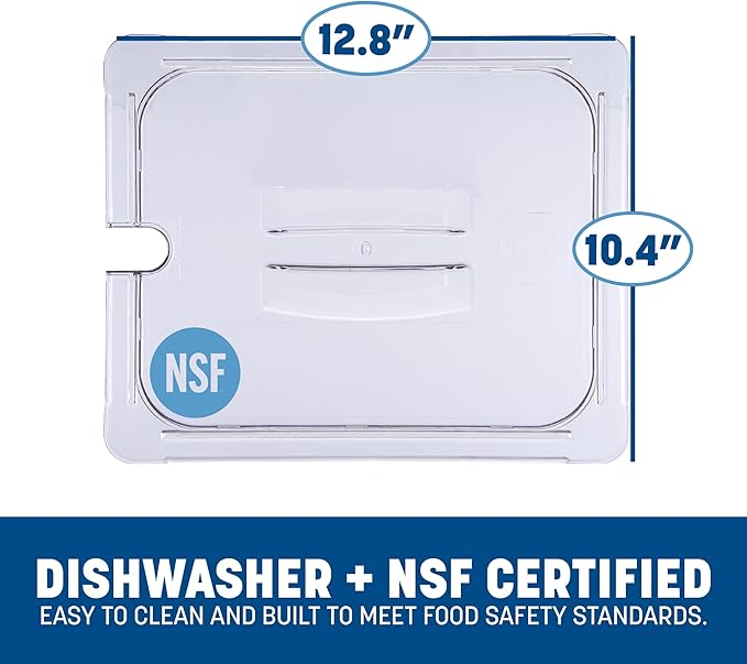 Carlisle FoodService Products 10231U07 StorPlus Half Size Polycarbonate Universal Handled Notched Food Pan Lid, Clear
