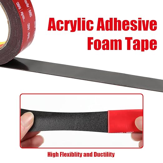 Double Sided Tape Heavy Duty, Waterproof Mounting Foam Tape, 16.5ft Length, 2.56in Width, High Temperature Resistant Adhesive Tape for Car, LED Strip Light, Office Decor, Uses VHB 5952 Raw Material
