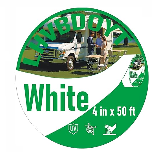 RV Roof Sealant Tape - Grade Waterproof Repair Tape for RV & Camper, All-Weather UV Resistant Adhesive for Roof Seals, Vents & Seams, Heavy Duty Leak Protection (White, 4in x 50 ft)
