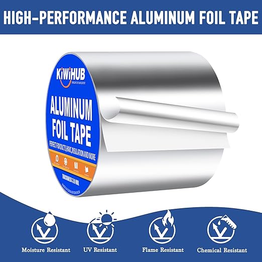 Aluminum Foil Tape,4 inch x 65ft(3.9Mil),Heavy Duty HVAC Tape,Insulation Adhesive Metal Tapes for Ductwork,Dryer Vents Pipe,Sealing and Repairing