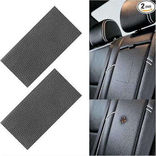 2PCS 8×4 Inch PU Leather Patch for Car Seat Repair,Self-Adhesive Leather Repair Patch Tape Vinyl Repairs Kit,Portable Car Leathers Repairs Kit (Gray)