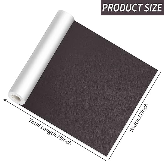 Leather Repair Patch 17X79 inch Large Self-Adhesive Leather Repair Tape, Reupholster Leather Patches for Furniture Couch Chairs Car Seat (Dark Brown, 17x79 inch)