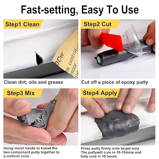 LOCBONDSO Epoxy Putty, Strong Bond Epoxy Putty Stick, Fast Setting | Waterproof & Heat Resistant, Easy Repair for All Purpose Metal, Plastic, Wood, Ceramics, Glass, Grey(2 oz.)