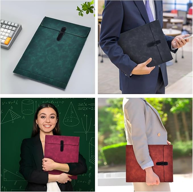 Brown PU Leather File Folder, Snap Closure File Organizer, Important Document Folder, Document Organizer, Laptop Sleeve Notebook Case, Leather Folder A4 Envelopes Filing Folder