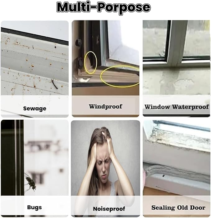Window Weather Sealing Tape 2 Inch x 33 FT Weather Stripping Residue-Free Clear Window Draft Isolation Sealing Film Caulk Tape for Doors and Shower Glass Gaps Bathroom
