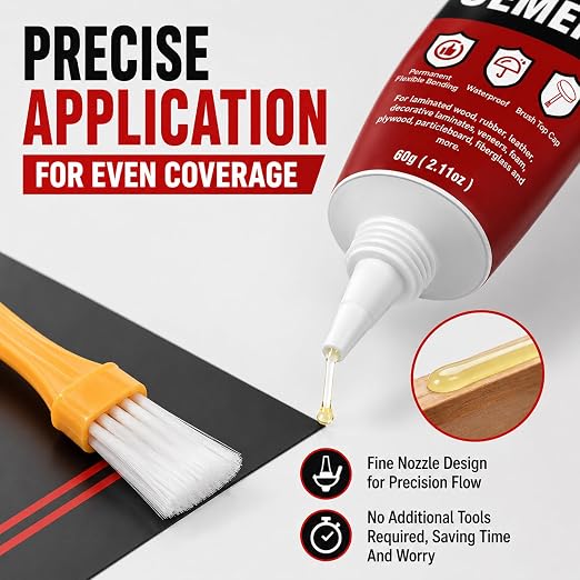 Contact Cement Adhesive 2.11 Oz, High Performance Neoprene Contact Adhesive with Brush, Flexible & Strong Contact Cement Glue for Woodworking, Leather, Furniture Repairs and DIY Crafts