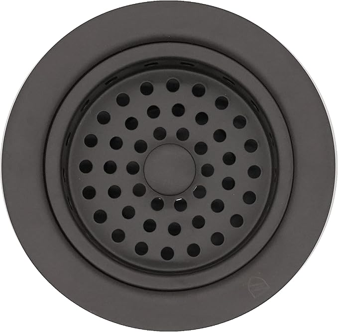 Westbrass CO2165S-62 COMBO PACK 3-1/2" Post Style Large Kitchen Sink Basket Strainer and Waste Disposal Drain Flange with Basket Strainer, Matte Black
