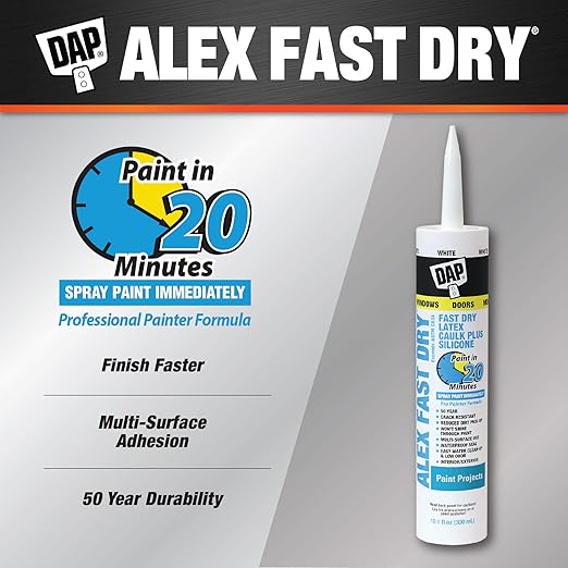 DAP 18425, White Caulk, 10.1 oz, 10.1 Fl Oz, Whites (Pack of 12)