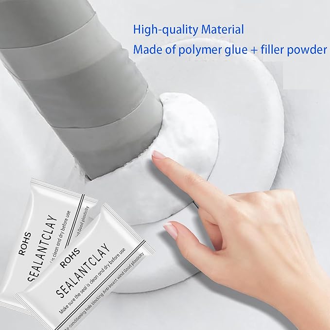 8-Pack New Type White Waterproof Sealant Mastic, 2025 Upgrade Repair Sealing Clay, Plumbers Putty for Wall Holes AC Gaps Drain Pipe Sealing, Indoor Outdoor Waterproof Repair, Wall Hole