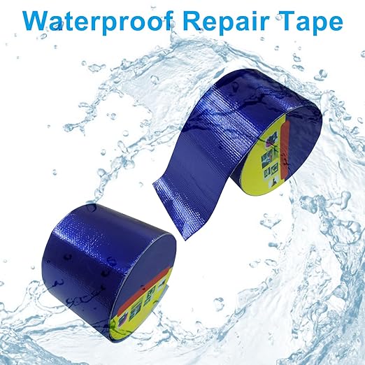 Waterproof Repair Tape, UV-Proof Multi-Surface Instant Seal Patch Repair for RV Awning, Boat Cover, Tent, Tarp & Canvas (3 Inch x 24.6FT, Blue)
