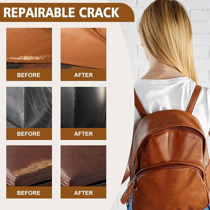 Ganbaro® Leather Repair Kit for Furniture, Leather Repair Paint Gel, Vinyl Repair Kit,Restorer of Scratch, Tears, Burn Holes, Leather Repair Gel for Sofa, Coats, Leather Jacket, Car Seat (7 Color)