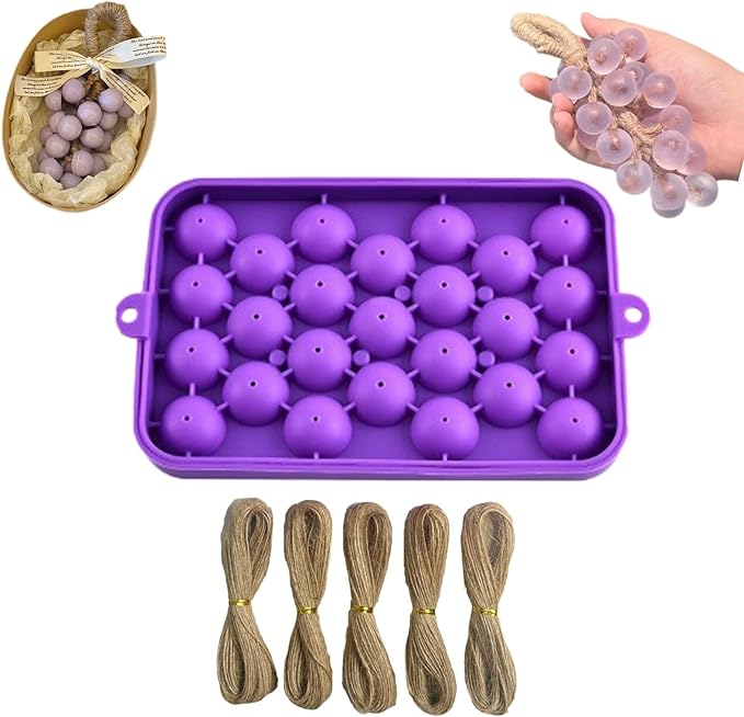 DIY Soap Making Kit, Silicone Grape Soap Molds with Hemp Cord, for Homemade Craft Soap Mold, Exquisite Soap Making Molds for Gift (Without Soap)