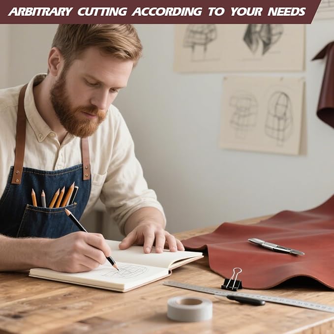 RingSun 12''X12'' Red Leather Sheets for Crafts (3mm), Full Grain Leather Tooling Leather
