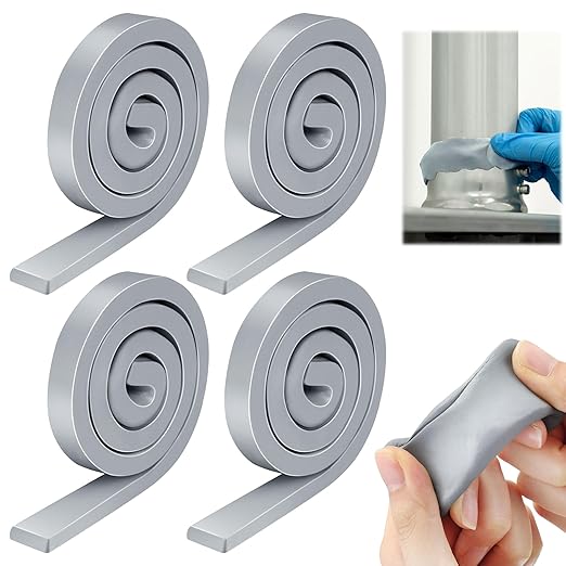 Moldable Silicone Putty, Non Hardening Multi Purpose Duct Seal Compound for Metal, Glass, Wood, Ceramic, Crafts, Heat Resistant and Waterproof, 1.5 ft x 0.32 in(Grey,4 Pack)
