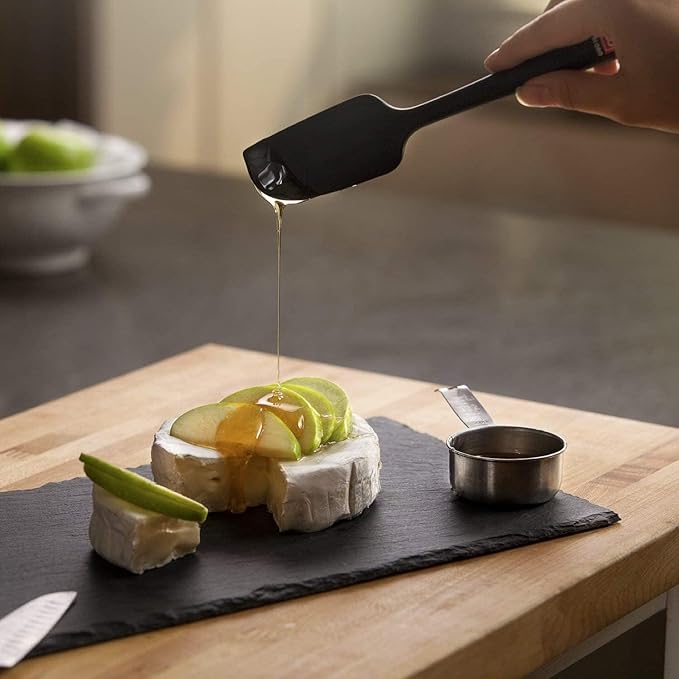 DI ORO Seamless Series Mini Silicone Spatula - BPA Free Pro-Grade 600ºF Heat-Resistant Non-Stick Small Rubber Jar Spatula - Silicone Kitchen Scraper Utensil Tool for Cooking and Baking (Black)