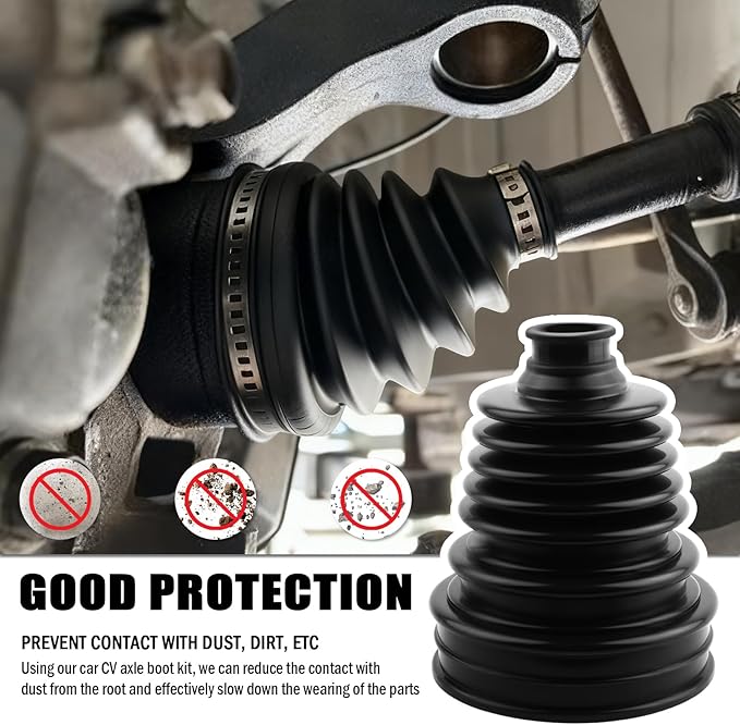 2PCS Thick Silicone Car CV Boot Repair Kit with CV Boot Clamp Tool for 2.42"/3.02"/3.52" Calibers,Cuttable CVs Axle Boots Repair Kit for Dust Protection,Upgraded CVs Joint Boots Kits