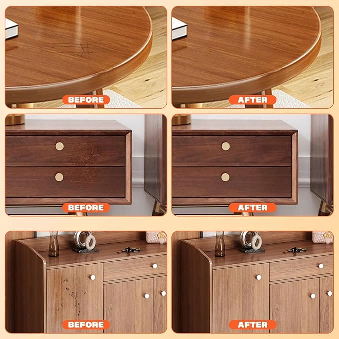 Dark Wood Furniture Repair Kit, 4-Color Wood Scratch Repair Filler for Tables, Floors, Cabinets – Repairs Cracks, Chips, Discoloration with Long-Lasting Results