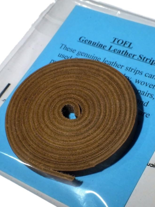 TOFL 3/8" Wide Flat Leather Cord – 72" (6 Feet) Long × 1/8" Thick (7-8oz) | Real Cowhide Leather Strips for Crafts | Medium Brown