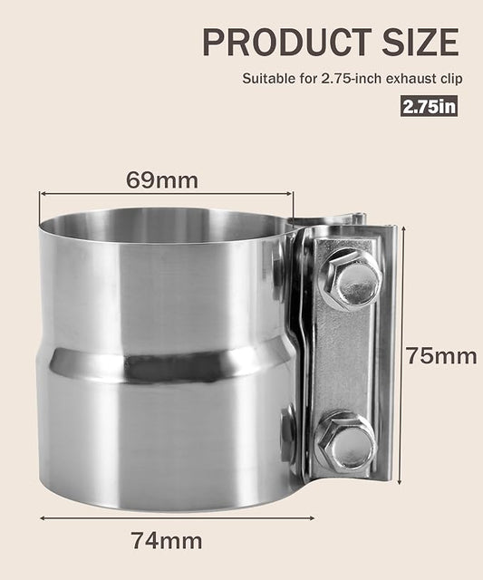 Bylikeho Exhaust Lap Joint Clamp - Stainless Steel Sleeve Couplers (2.75", 3", 3.5", 4", 5") for Exhaust System Pipe Tubing Connection