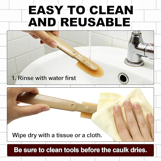 4 PCS Caulking Spatulas Tool, 4 Size Rubber Applicator Silicone Caulk Finishing Tool, Caulk Smoother for Corners, Tiles, Walls, Floors, Bathrooms, Kitchens