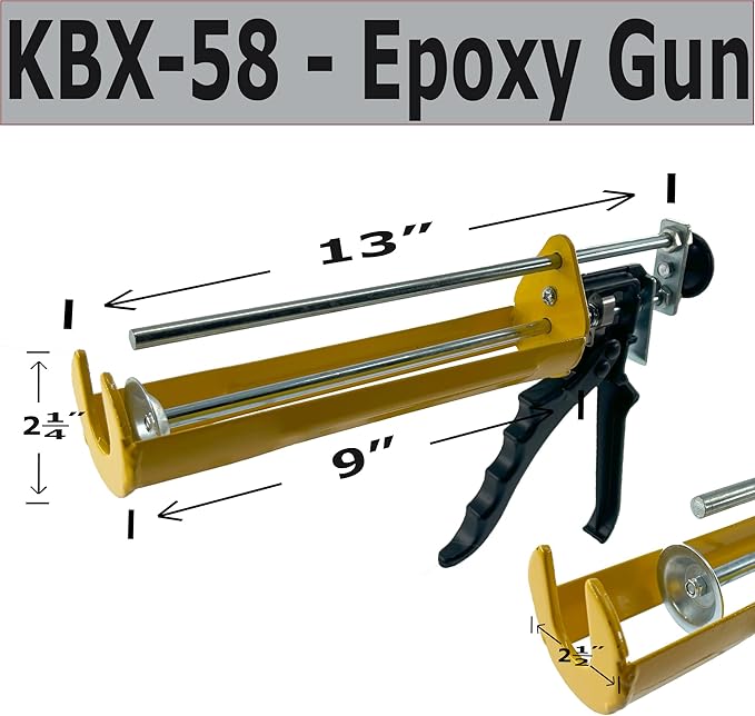 KBX58 Caulk/adhesive epoxy dispenser 400ml 3:1 mix 26:1 thrust ratio professional contractor grade heavy duty dual component & (9) piece caulk kit - Qty (1)