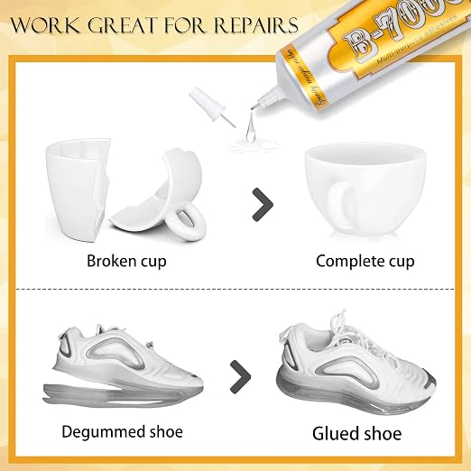 B7000 Rhinestone Jewelry Glue Clear, B-7000 Glue 3.7 fl oz Upgrade Multi-Function Adhesive Super Glue with Cap & Precision Tip for Repair, Small Hobby Models, Metal Stone Crafts, Fabric, Shoes(110ML)