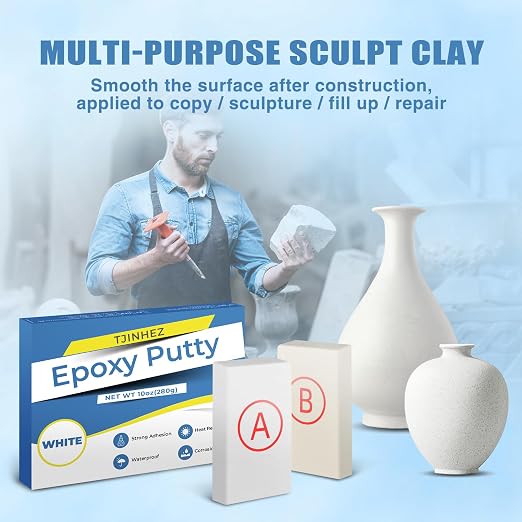 Epoxy Putty 10oz High Strength Filler Metal Wood Tile Ceramic | Strong bonding, fast cure, fits metal wood tile ceramic, moldable sculpt fill clay, waterproof putty stops leaks permanently