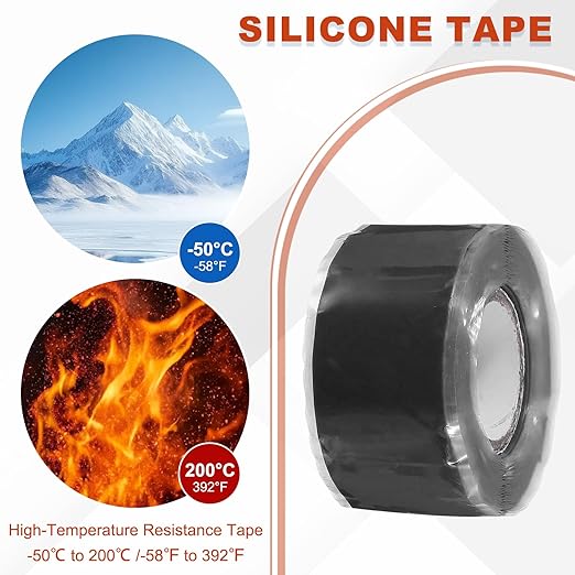 uxcell 2 Pcs Self Fusing Silicone Tape, 1" x 10ft Waterproof Water Leak Sealing Tape for Plumbing Pipe Hose Repair Handles, Black