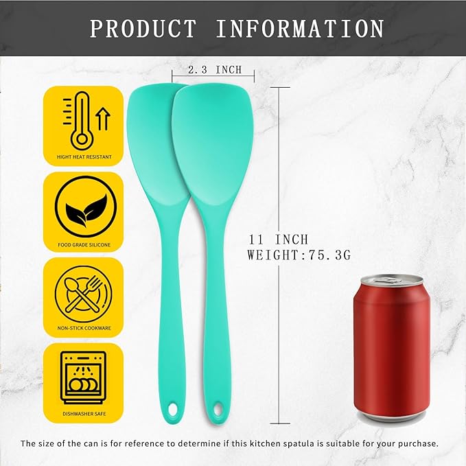 2 Pcs Silicone Spatula,Heat Resistant Rubber Spoonula, Seamless Non-Stick Flexible Scrapers for Baking Mixing Tool (GREEN 2)