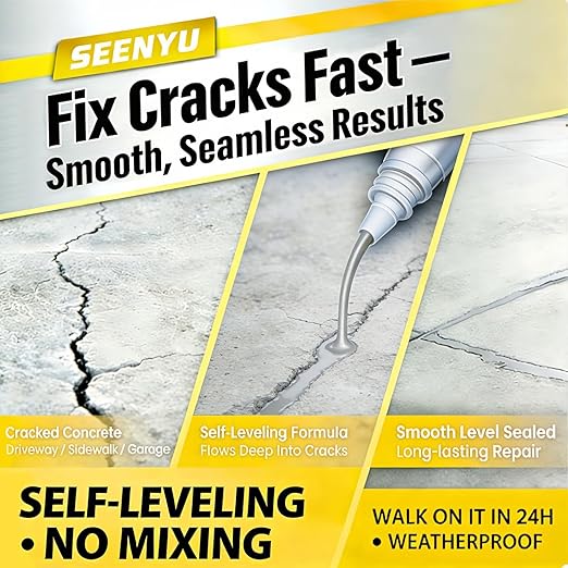 Concrete Cement Crack Filler Self-Leveling Sealant, 3Pack Waterproof Fast-Drying Concrete Sealer Repair, Flexible Easy DIY Crack Seal Gule for Driveway, Sidewalk, Patio, Garage Floor, Asphal