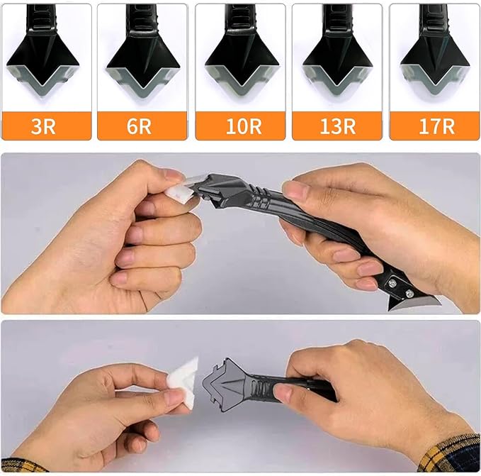 Silicone Caulking Tool, 3 in 1 Silicone Remover Multi Tool, Glazing Compound Finishing Tool, Caulk Remover Tool, for Bathroom,Kitchen,Floor,Window,Sink Joint,Frames Seal(3 sets)